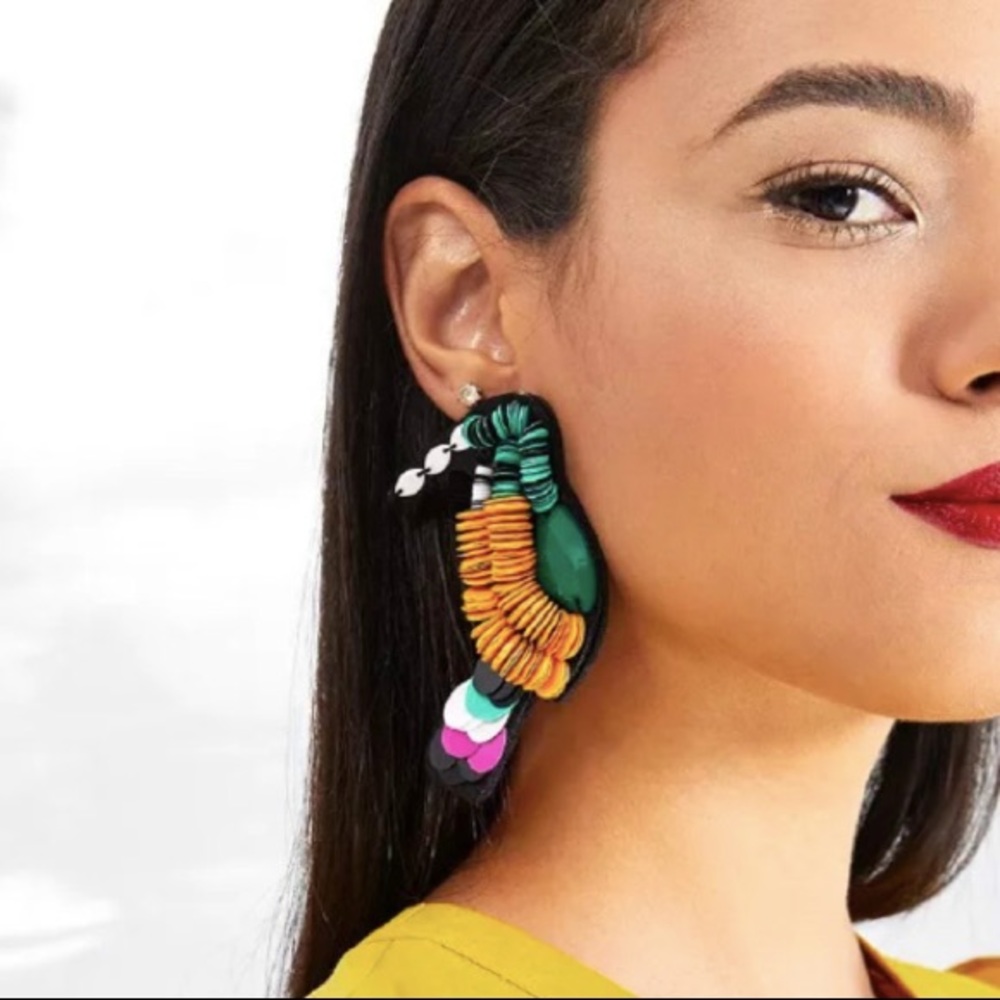 Beaded Bird Earrings New Statement Earrings - Picture 2 of 5